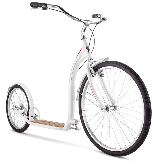 Schwinn Shuffle Adult Scooter 26-Inch Front Wheel 20-Inch Rear Wheel Alloy Linear Pull Brakes Steel Frame White