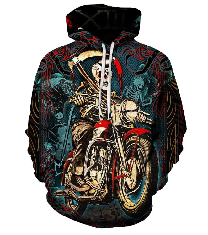 Varies options and colors - Skull Head Hooded Sweater jacket men apparel