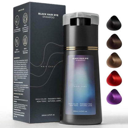 Polar Hair Dye Shampoo Polar Hair Care Hair Dye Shampoo Haircare Instant Dye Shampoo Natural Hair Color Shampoo for Gray Hair Coverage Suitable for Women & Men (Black)