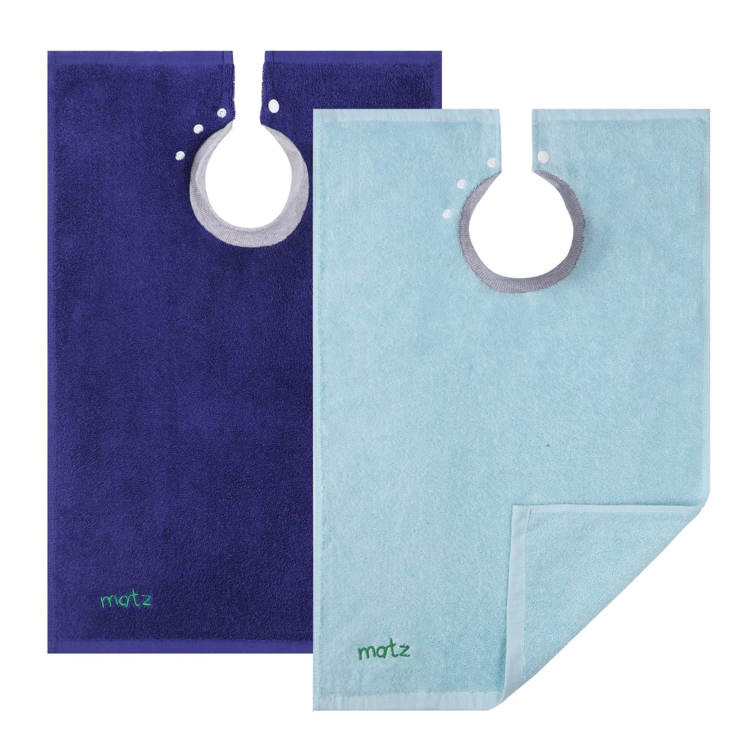 MATZ Terry Towel Snap On Toddler Bibs Baby Bibs For Drooling Teething Full Coverage Bibs For Babies | Ultra Absorbent 100% Cotton Bibs Unisex Baby Bibs With Soft Ribbed Neck