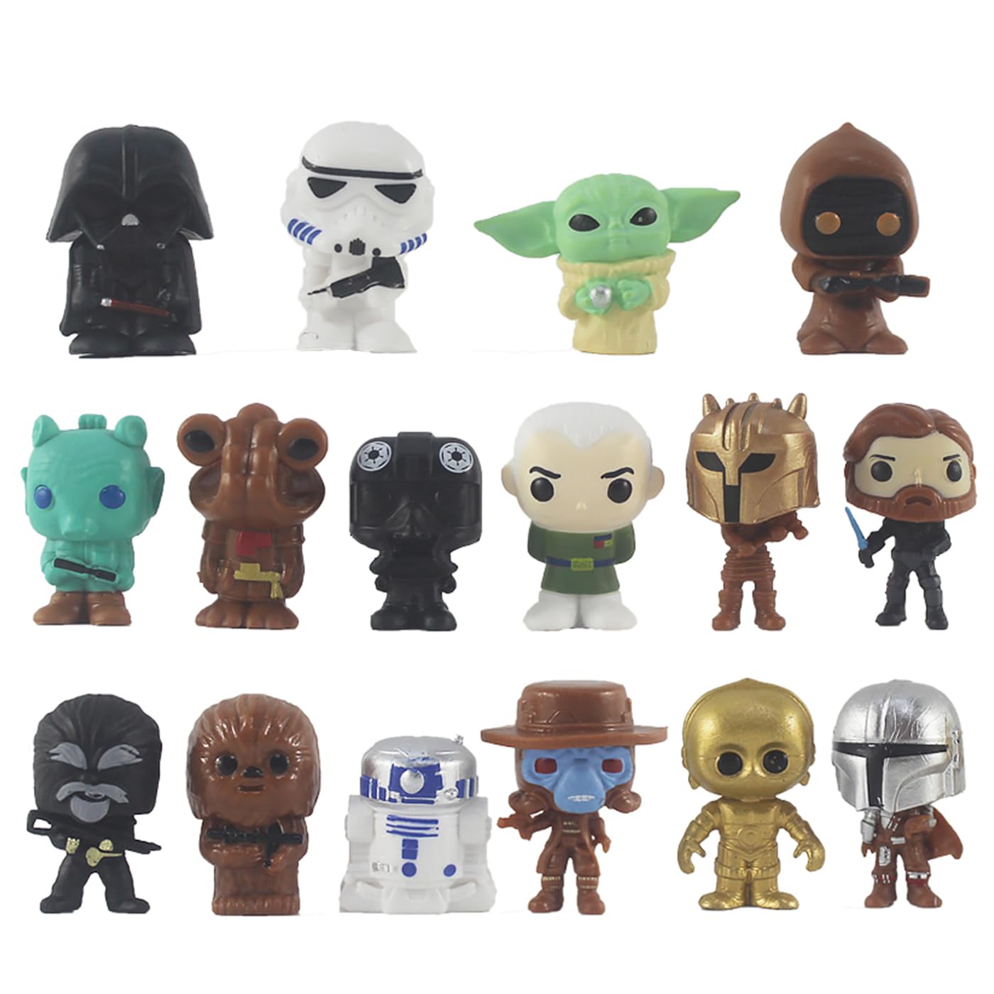 Star cake toppers 16Pack Toys set 1.5 Figure Statues for the Star Wars party supplies