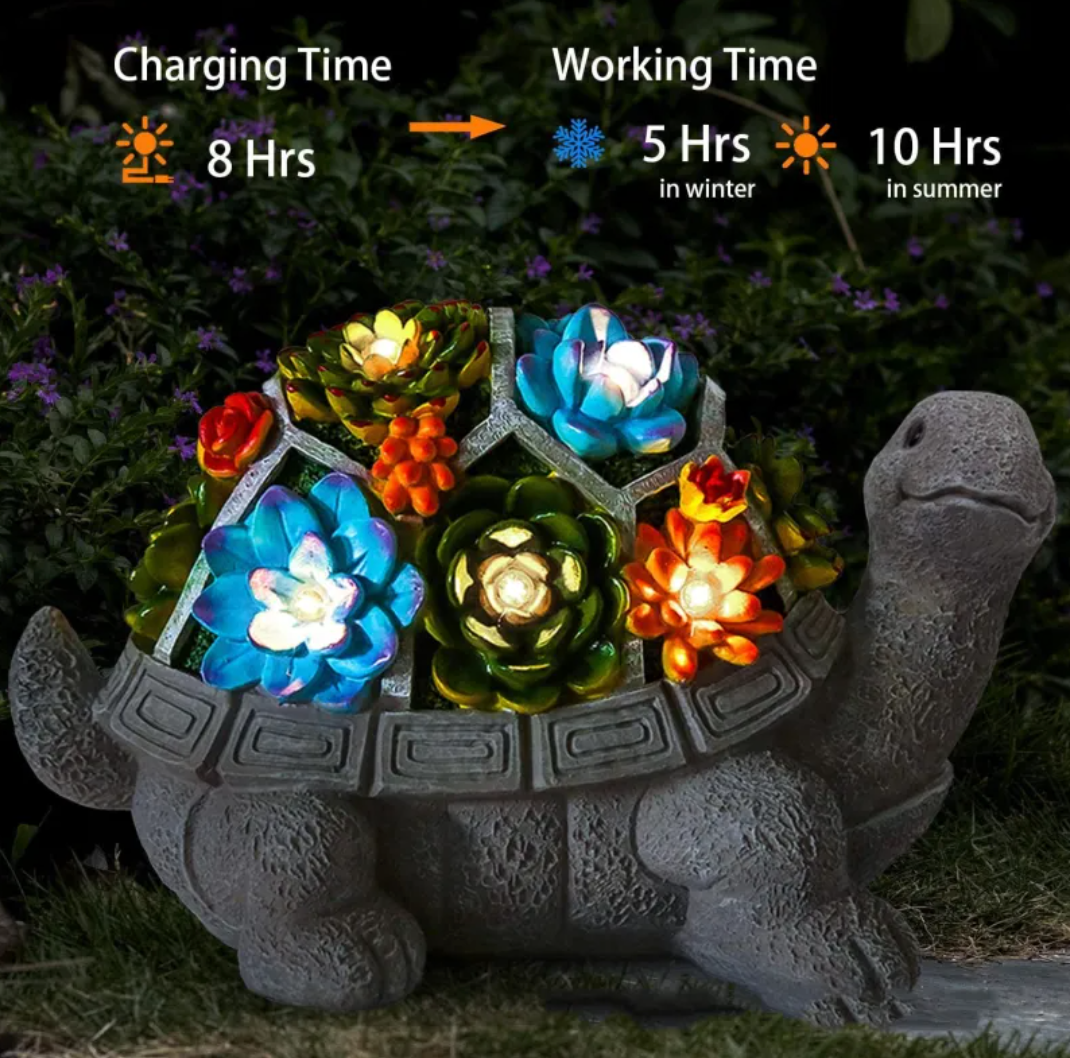 Solar power turtle Garden Statue Ornament