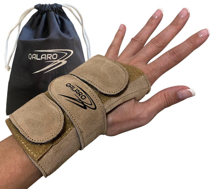 QALARO Suede Wrist Supports (Pair) with Bag | Gymnastics Acrobatics Cheer Adjustable Wrist Guards | Wrist Injury Prevention | Wrist Support Brace Hand Wraps