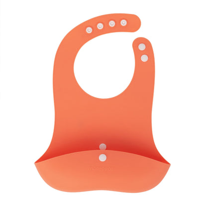 Morepeas Roll & Snap Bib - Silicone Baby & Toddler Bib for Eating - Travel Essential Adjustable Closure Front Pocket for Food Catching