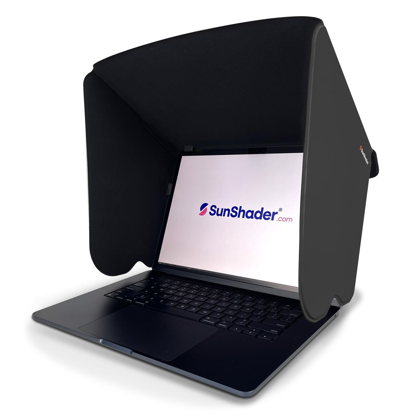 Laptop Sun Shade SunShader 4 (New Slim-Bezel Rubber Clips) Laptop Shade Computer Sun Shade for Working Outside US Patent 10963010 (Large Charcoal Grey)