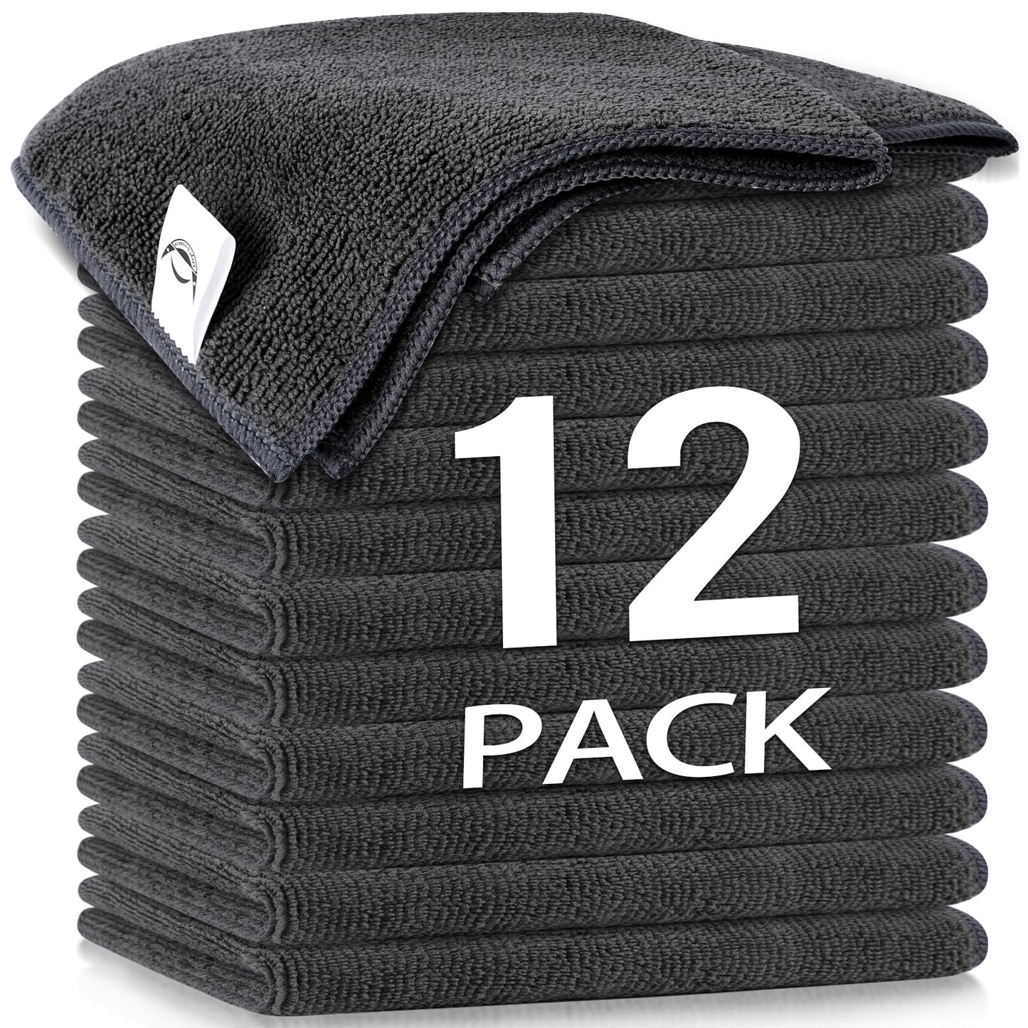Microfiber Cleaning Cloth 11.8"X11.8”Multifunctional Use in Home Kitchen Office and Car Cleaning Lint-free Scratch-freeHighly-AbsorbentReusableMachine Washable for Hundreds of Times (12 Grey)
