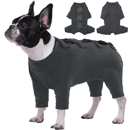 Kuoser Dog Recovery Suit Male Female Dog Onesie for Surgery Bodysuit Soft Dog Surgical Suit Anti Licking Dog Shirt for Spay Neuter Long Sleeve Dog Shedding Clothes Cone Alternative Grey L