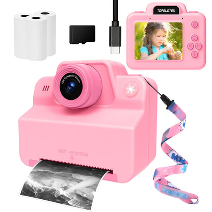 Kids Camera Instant Print Photos Instant Print Camera for Kids Instant Camera Print Pictures Instantly Toy Camera Instant Print Toddler Camera for Girls Boys 3 4 5 6 7 8 9 10 11 12 Years (Pink)