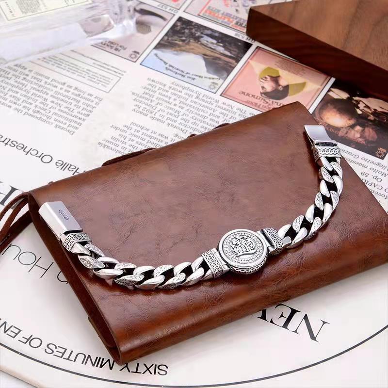 Men's Vintage Six-Word Statement Spinner Bracelet stress relief