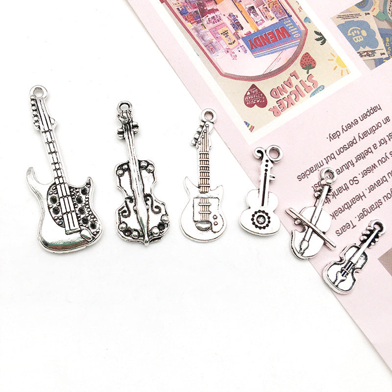 Cute DIY Music Series Violin Guitar Note keychain pendant necklace