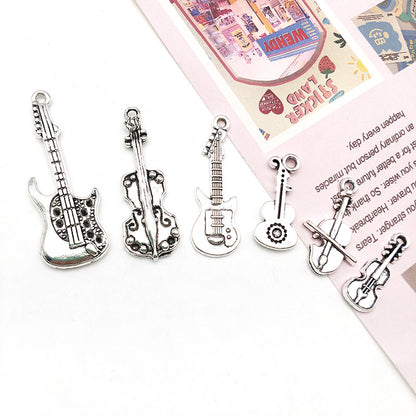 Cute DIY Music Series Violin Guitar Note keychain pendant necklace