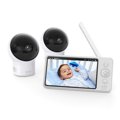 eufy Security Video Baby Monitor with Camera and Audio 2 Cam Kit 720p HD Ideal for New Moms 5" Display 110° Wide-Angle Lens Night Vision