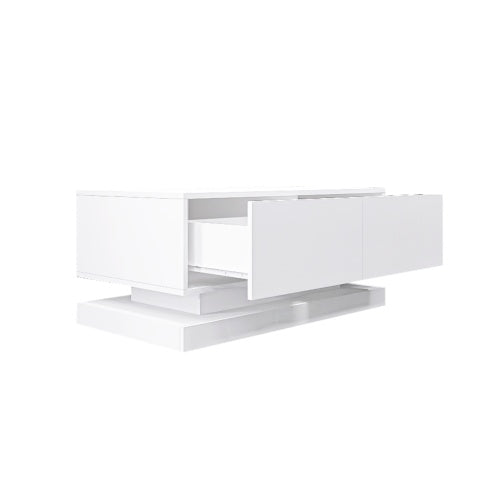 High Glossy Coffee Table With 2 Drawers under glow RGB Led Light With Bluetooth Control
