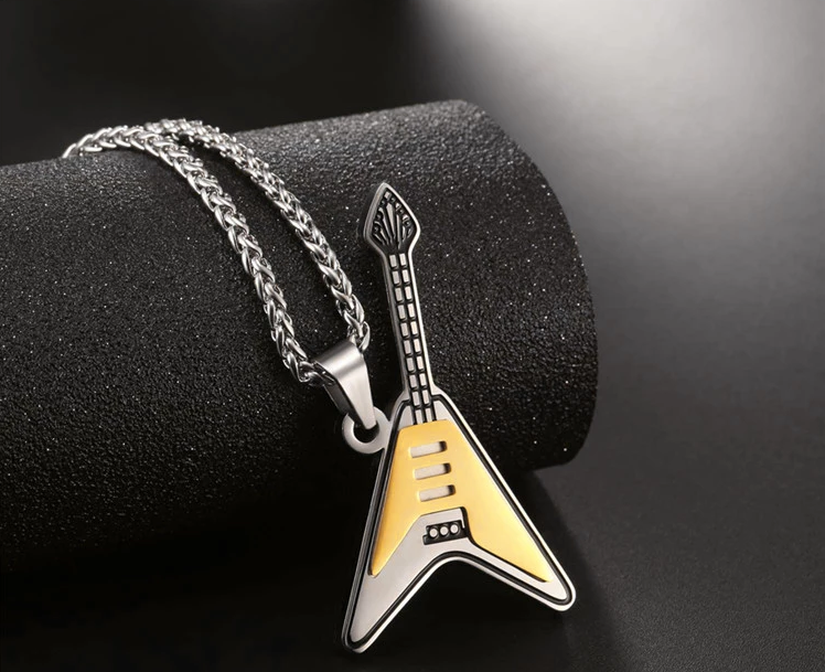 Titanium Steel Guitar Pick Necklace Pendant keychain