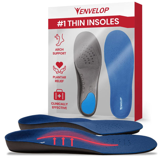 Envelop Ultra Thin Insoles for Men and Women - High Arch Support Insoles for Flat Feet & Plantar Fasciitis Pain Relief - Shoe Insert Orthotics for Plantar Fasciitis Metatarsalgia Heel Spurs
