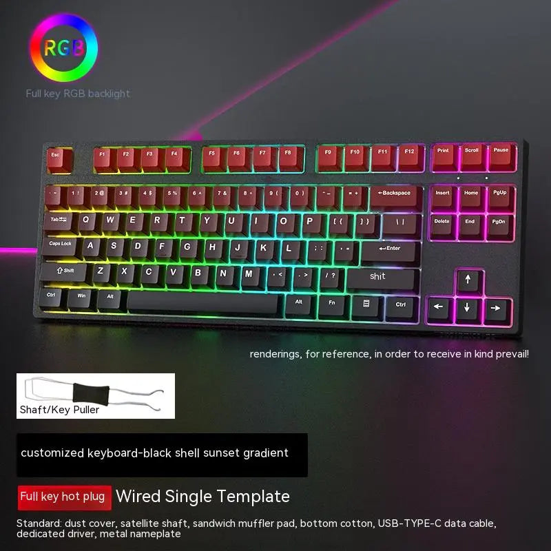 Swappable Axis Gaming Mechanical Keyboard 87 key USB RGB backlight