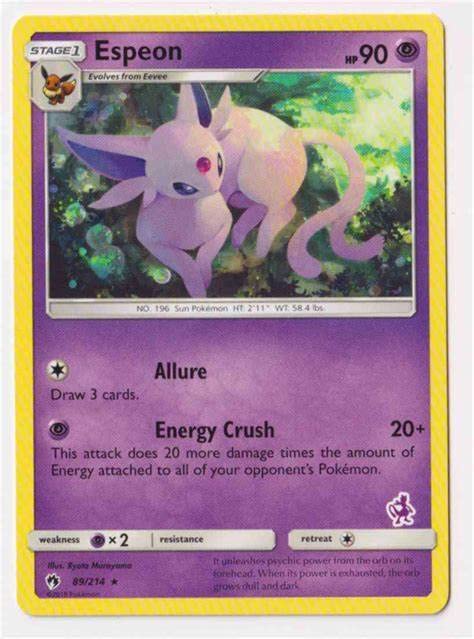 Pokemon Espeon - 89/214 - Lost Thunder - Rare Battle Academy Stamp