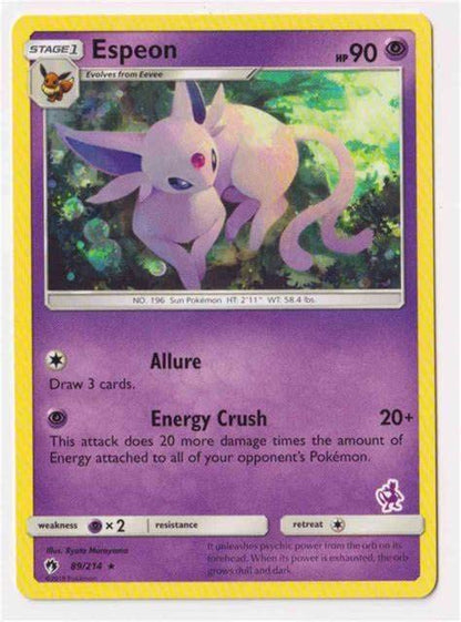 Pokemon Espeon - 89/214 - Lost Thunder - Rare Battle Academy Stamp