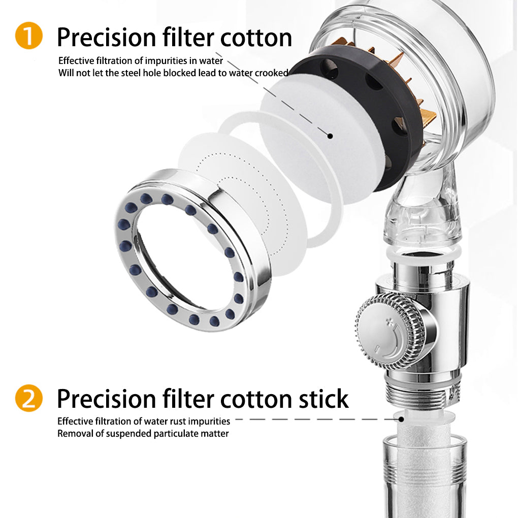 High Pressure turbo Shower Head with Filter System spray mode