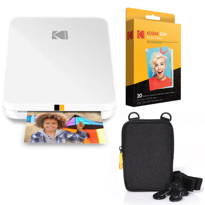 Kodak Step Slim Instant Mobile Photo Printer - Kit: 20 Pack Zink Paper case White 2x3