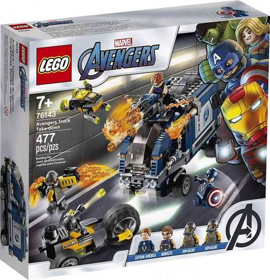 LEGO Marvel Avengers Truck Take-Down 76143 Captain America and Hawkeye Superhero Action Cool Minifigures and Vehicles (477 Pieces)