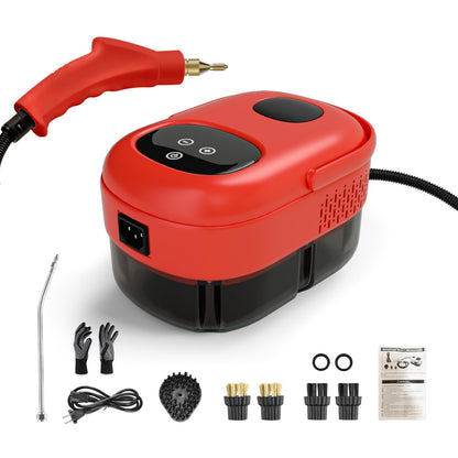 Steam Cleaner 2500W Multipurpose Steamer for Cleaning Handheld Steam Cleaner with Brushes 15s Fast Heating Pressurized Steamer for Home Use Portable Steamer for Car Kitchen Grout Tile (Red)