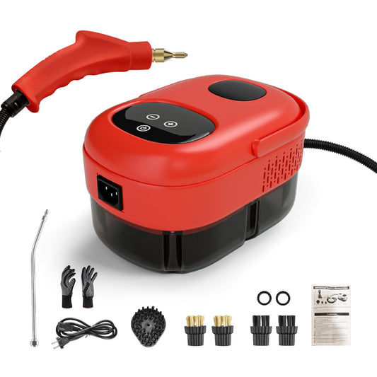 Steam Cleaner 2500W Multipurpose Steamer for Cleaning Handheld Steam Cleaner with Brushes 15s Fast Heating Pressurized Steamer for Home Use Portable Steamer for Car Kitchen Grout Tile (Red)