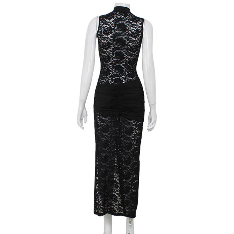 Sexy Lace Hollow Out Slit Dress valentine couple date night gift