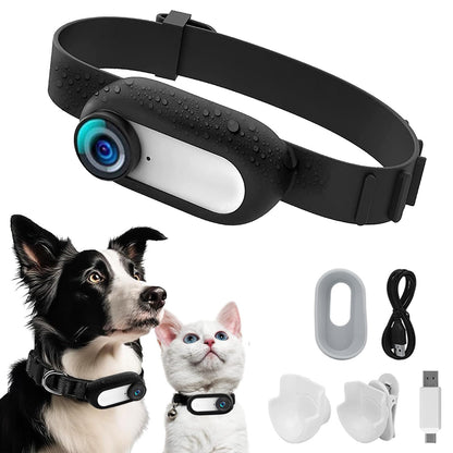 HD 1080P Dog Tracker Collar No WiFi Needed Cat Collars Camera Sport Action Camera with Video Records Mini Body Cam Indoor Outdoor Wireless Collar Pet Supplies gift