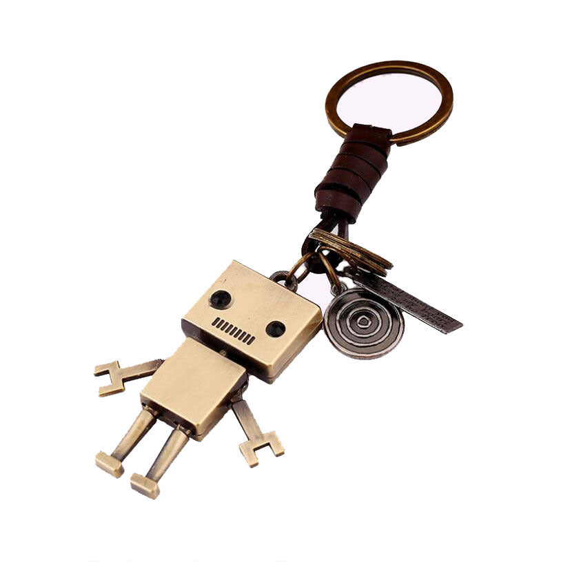 Creative Leather Robot Keychain for Couples