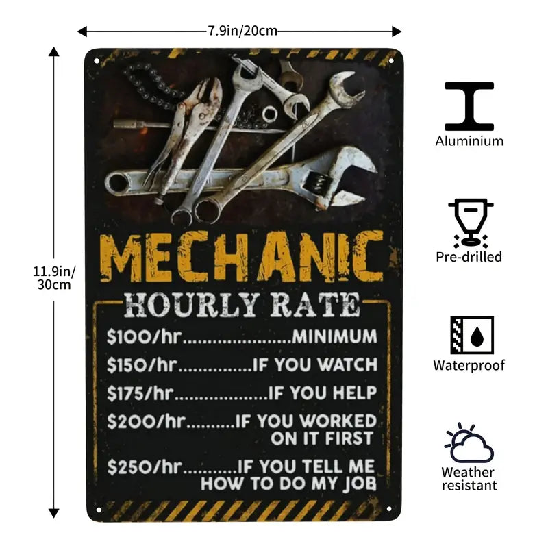 Vintage Metal Garage Service Sign for Cafes and Bars 7.9 x 11.9 inches