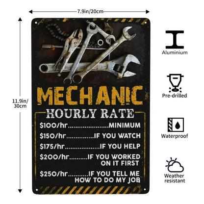Vintage Metal Garage Service Sign for Cafes and Bars 7.9 x 11.9 inches