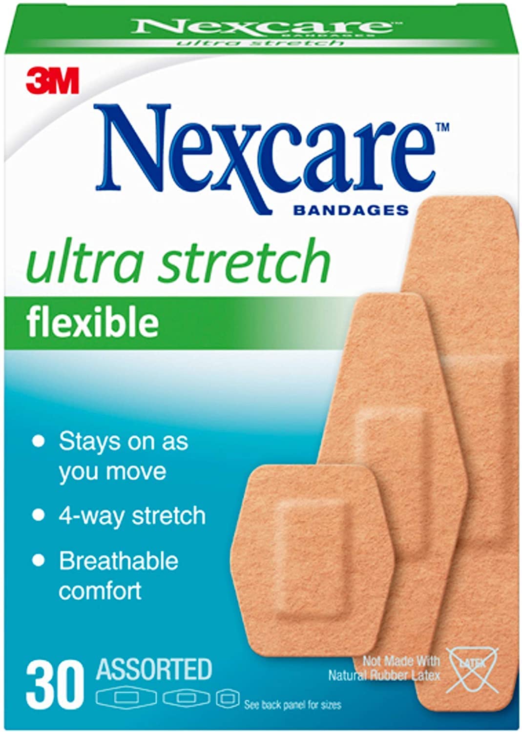 Nexcare Nexcare Comfort Flexible Fabric Bandage Latex Free Assorted Sizes Assorted Sizes 30 each (Pack of 3)