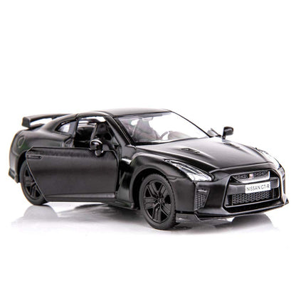 1/36 Scale GTR R35 Supercar Model Toy Zinc Alloy Die-Cast Pull Back Vehicles Kid Toys for 4 5 6 Years Old Boy Girl Gift (Black)