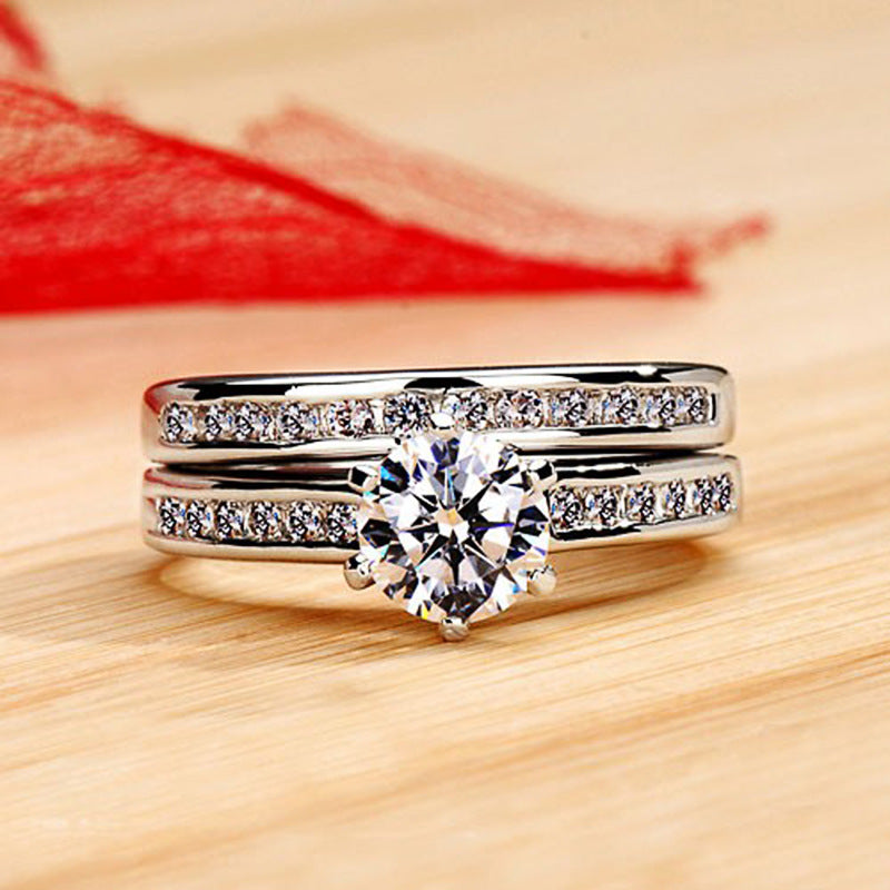 White Gold Plated Couple Ring Set birthday valentine romance gift