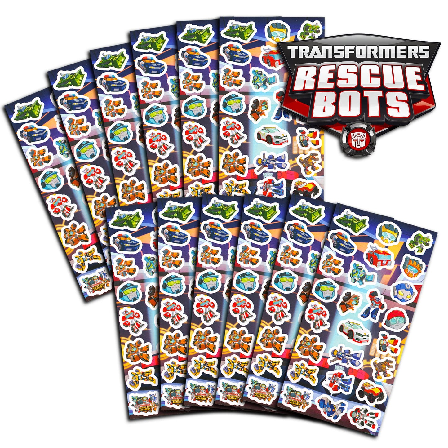 Transformers Stickers Party Favors Pack ~ Bundle Includes 300 Rescue Bots Stickers (12 Sticker Sheets)F