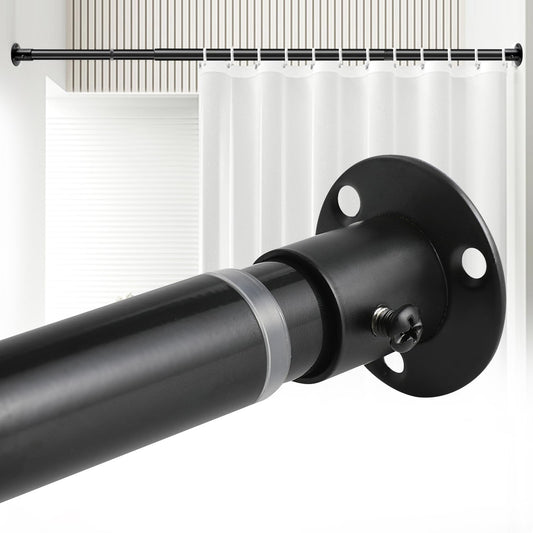 Anndason Black Shower Curtain Rod Wall Mounted Shower Rod Screw in Shower Curtain Rod Adjustable Shower Curtain Rod for Bathroom (Set of 1 28 to 97")