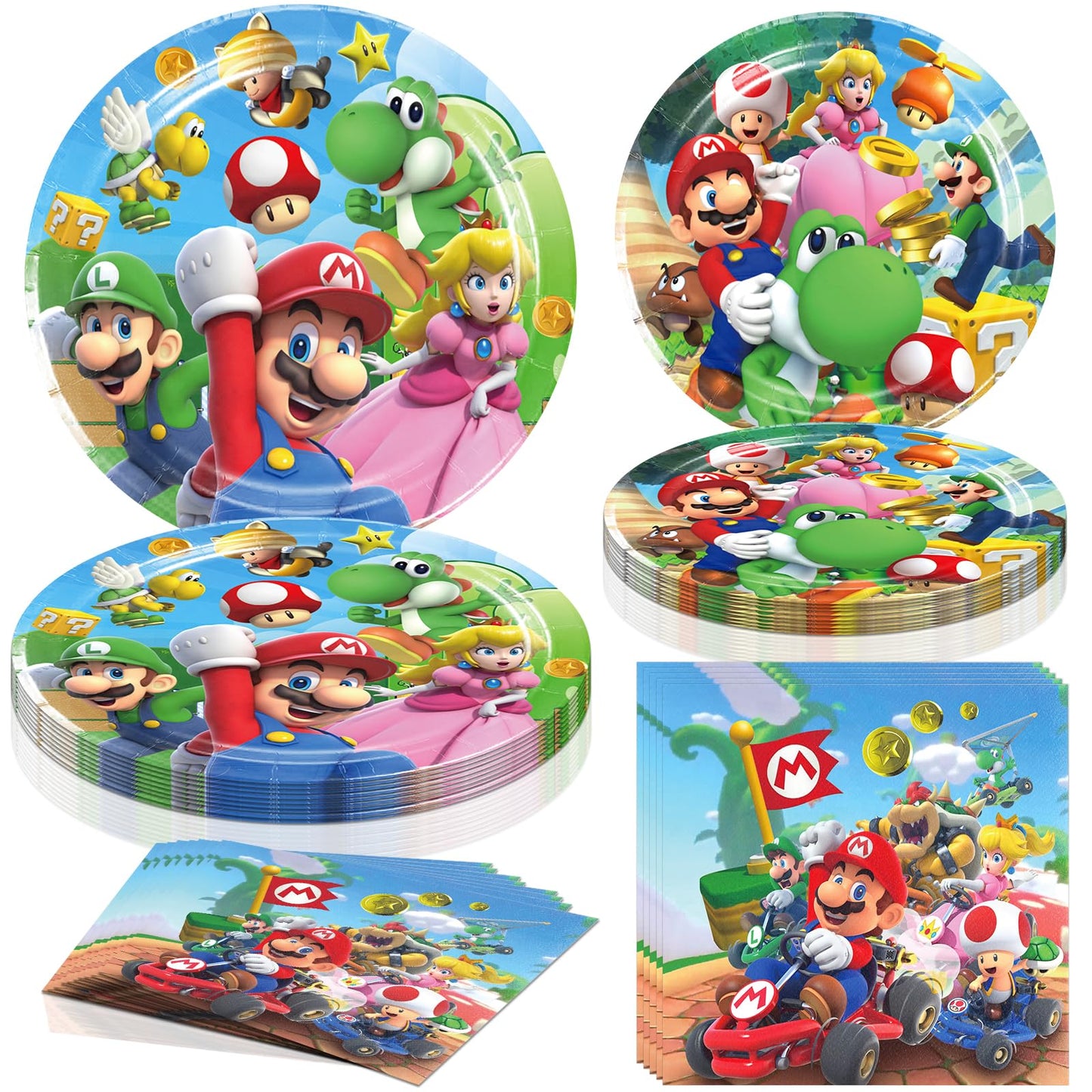 60 PCS Tableware Sets Birthday Party Supplies Mario Paper Plates and Napkins Set Includes 40 PCS Plates 20 PCS Napkins for Party Decorations