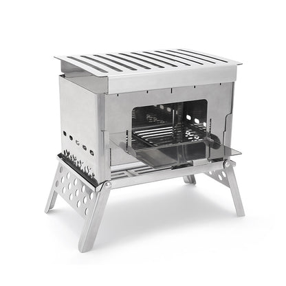 Portable Stainless Steel Camping Grill Fire Pit Card Wood Stove