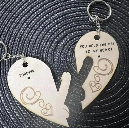 Engraved Wooden Love Couple Keychain valentine birthday gift