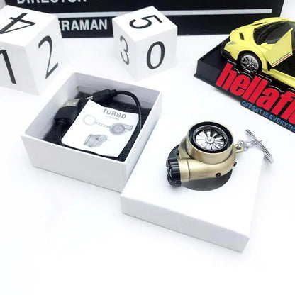 Car Turbo Charger Key Chain USB Charging Accessories USB LED LIGHT