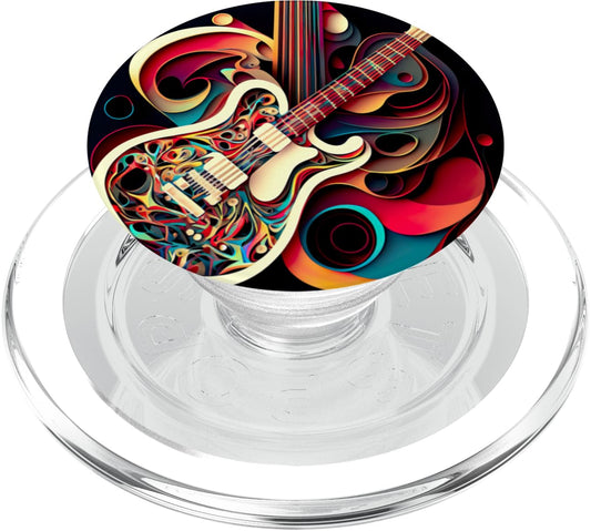 Guitar Music Fan Abstract Rock And Roll Guitar PopSockets MagSafe PopGrip for iPhone