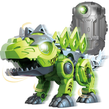 RUIXUE Mechanical Dinosaur Toy Electric Stegosaurus Assembling Toy with Dino Egg 3D Puzzles Electronic Walking Dinosaur Led Eyes Swing Head Tail Interactive Toy for Kids 5+ and Adult