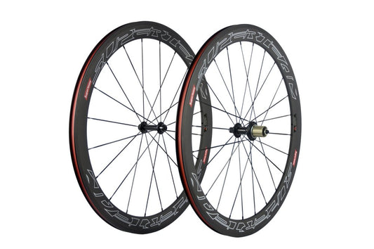 Superteam Carbon Fiber Road Bike Wheels 700C Clincher Wheelset 50mm Matte 23 Width (White Lines Decal)