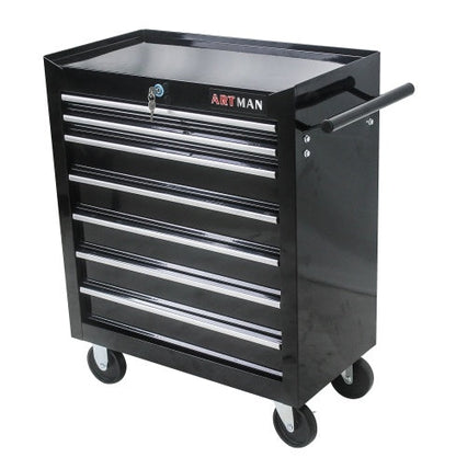 7 DRAWERS multi function tool cart with wheels and lock - BLACK garage