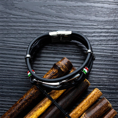 Fashion Punk Men Leather Bracelet - Guitar Design