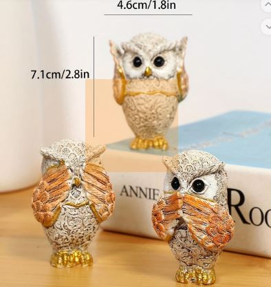 3pcs Owl Figurine Set - See No Evil, Hear No Evil, Speak No Evil home decor