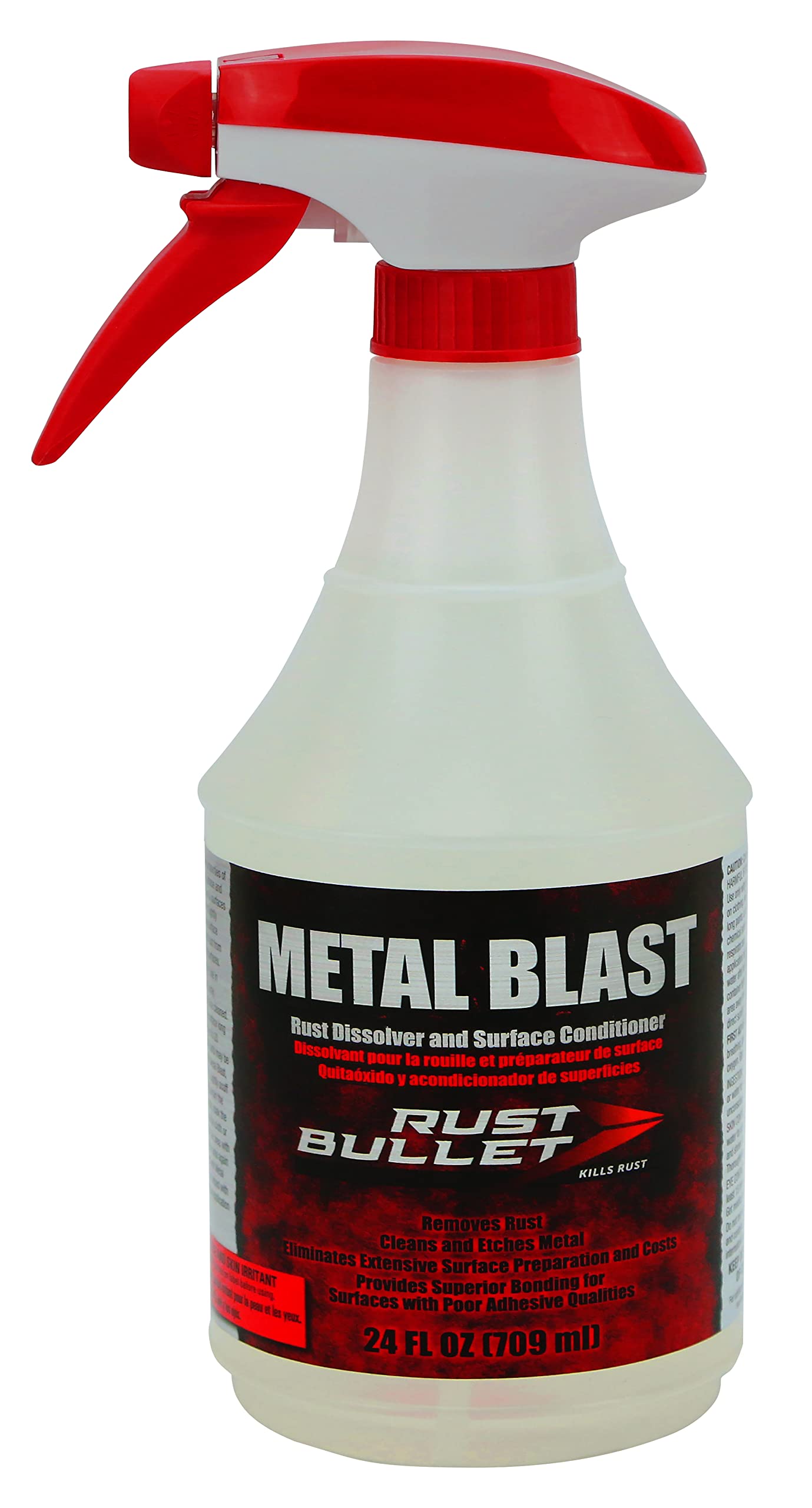 RUST BULLET Metal Blast Rust Remover Spray 24 oz - Metal Cleaner & Conditioner for Rust Treatment - Car Rust Cleaner - Removes Rust Grease for Better Adhesion - Multi-Purpose Rust Remover Spray