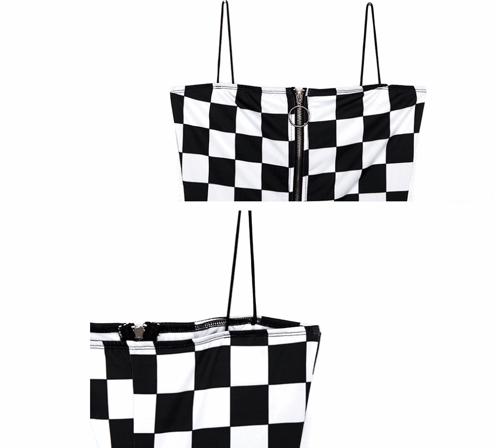One-Piece Jumpsuit and Plaid  Overalls  Women  Woman