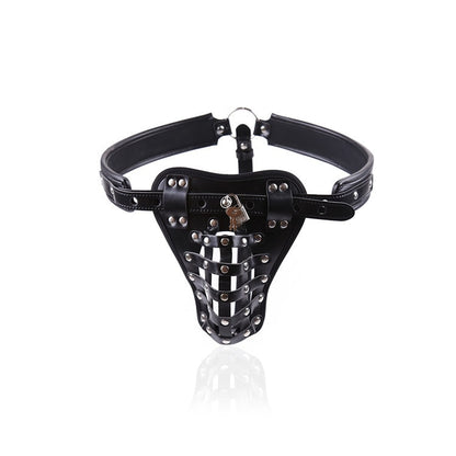 Leather Men's Chastity Belt with Cock Cage Adult Toy couple date night gift